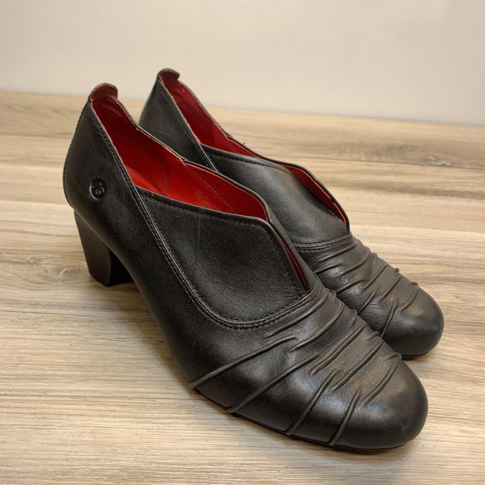Josef Seibel Women's Size 8.5 Tina Ruched Black Leather Pump EU 39 Comfort Shoe